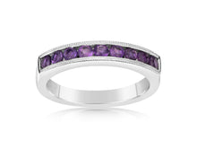 Load image into Gallery viewer, 14K White Gold Amethyst Half Way Around Milgrain Channel Band
