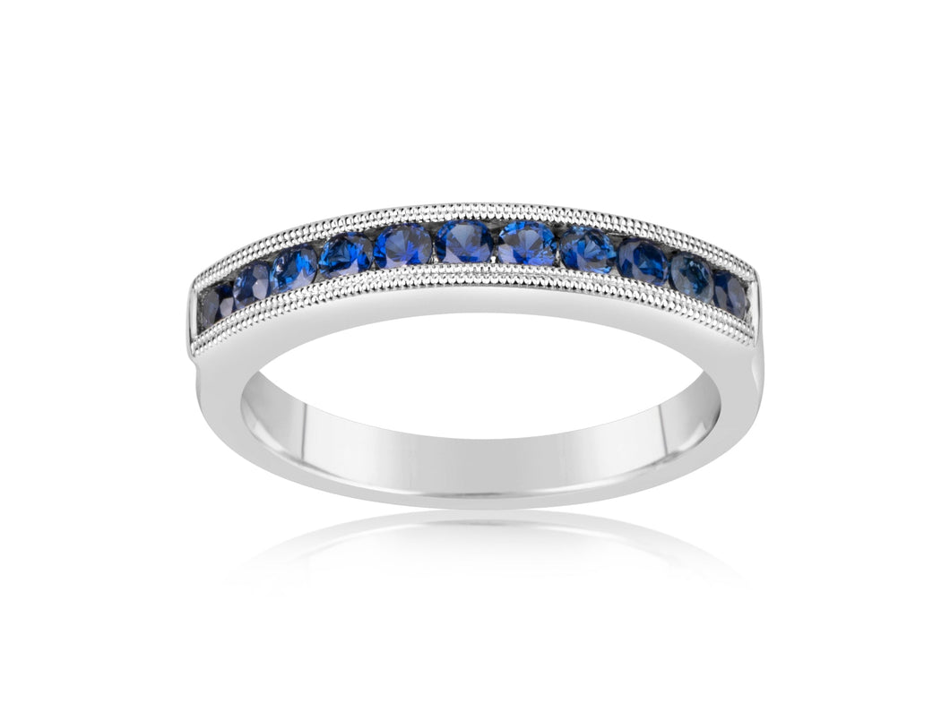 14K White Gold Sapphire Half Way Around Band