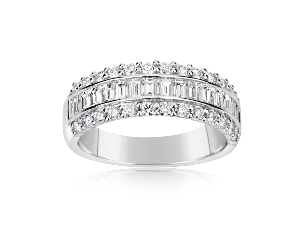 14K White Gold Diamond Half Way Around Band