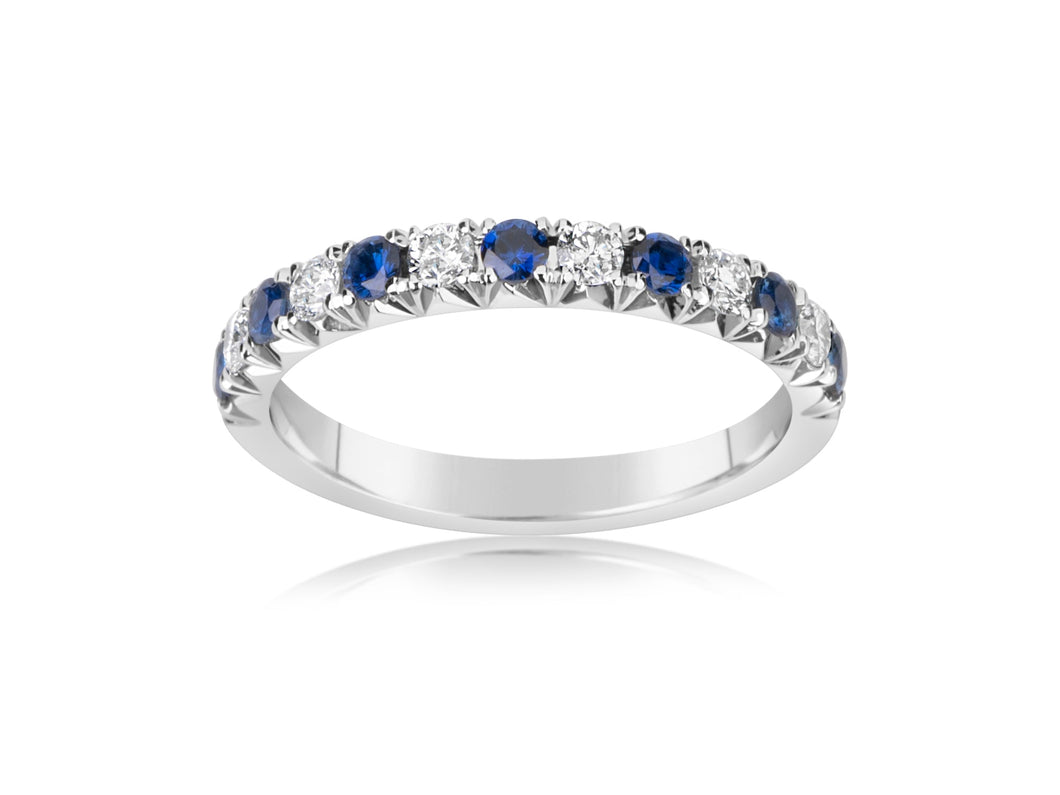 14K White Gold Sapphire Half Way Around Band