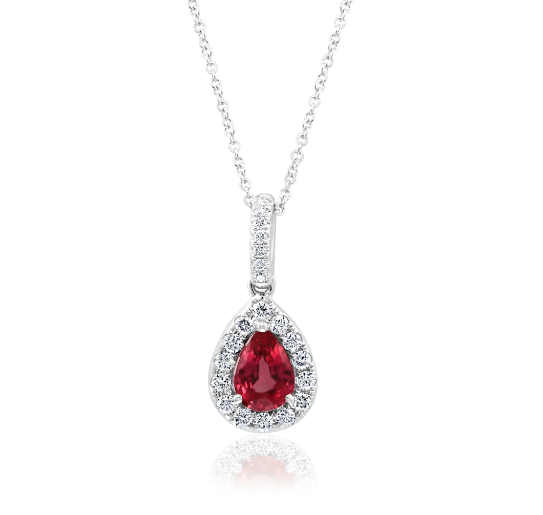 14K Gold Ruby & Diamond Pendant