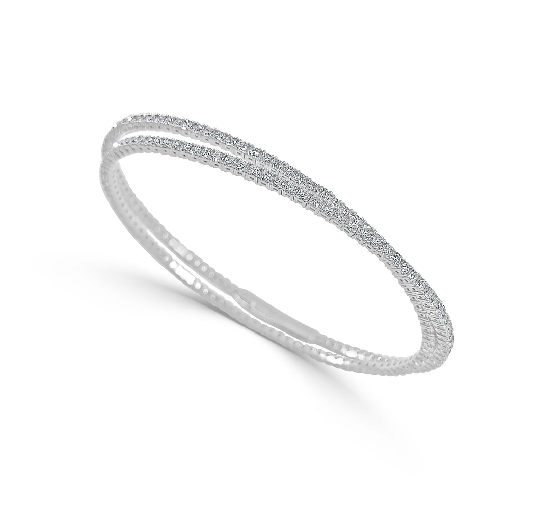 14k Gold 3.40ct Diamond Flexible Crossover Bangle