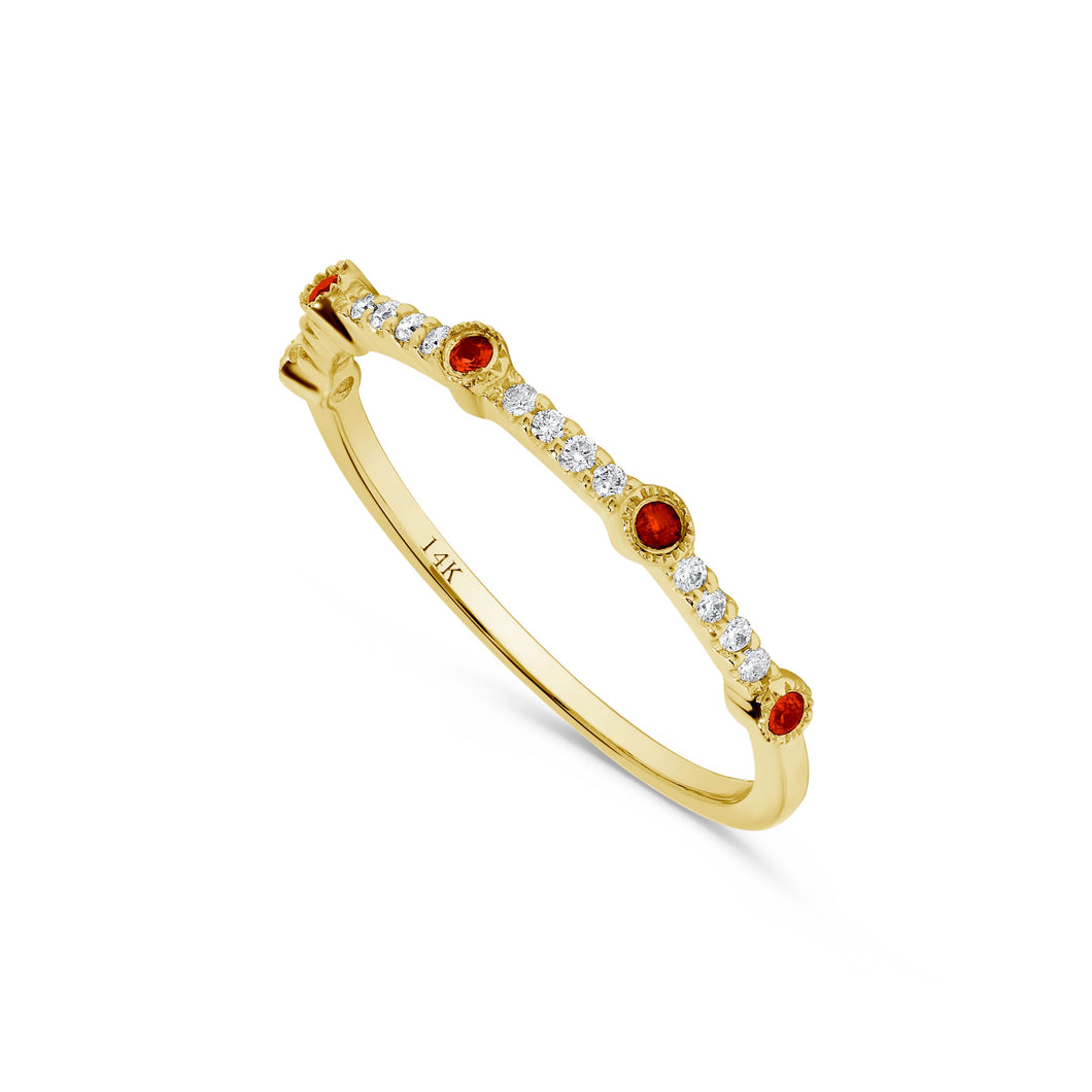 14K Gold Ruby & Diamond Band