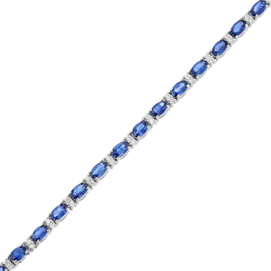 14K White Gold Sapphire & Diamond Bracelet