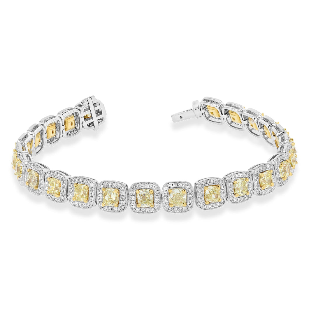 18K White Gold Yellow & White Diamond Bracelet