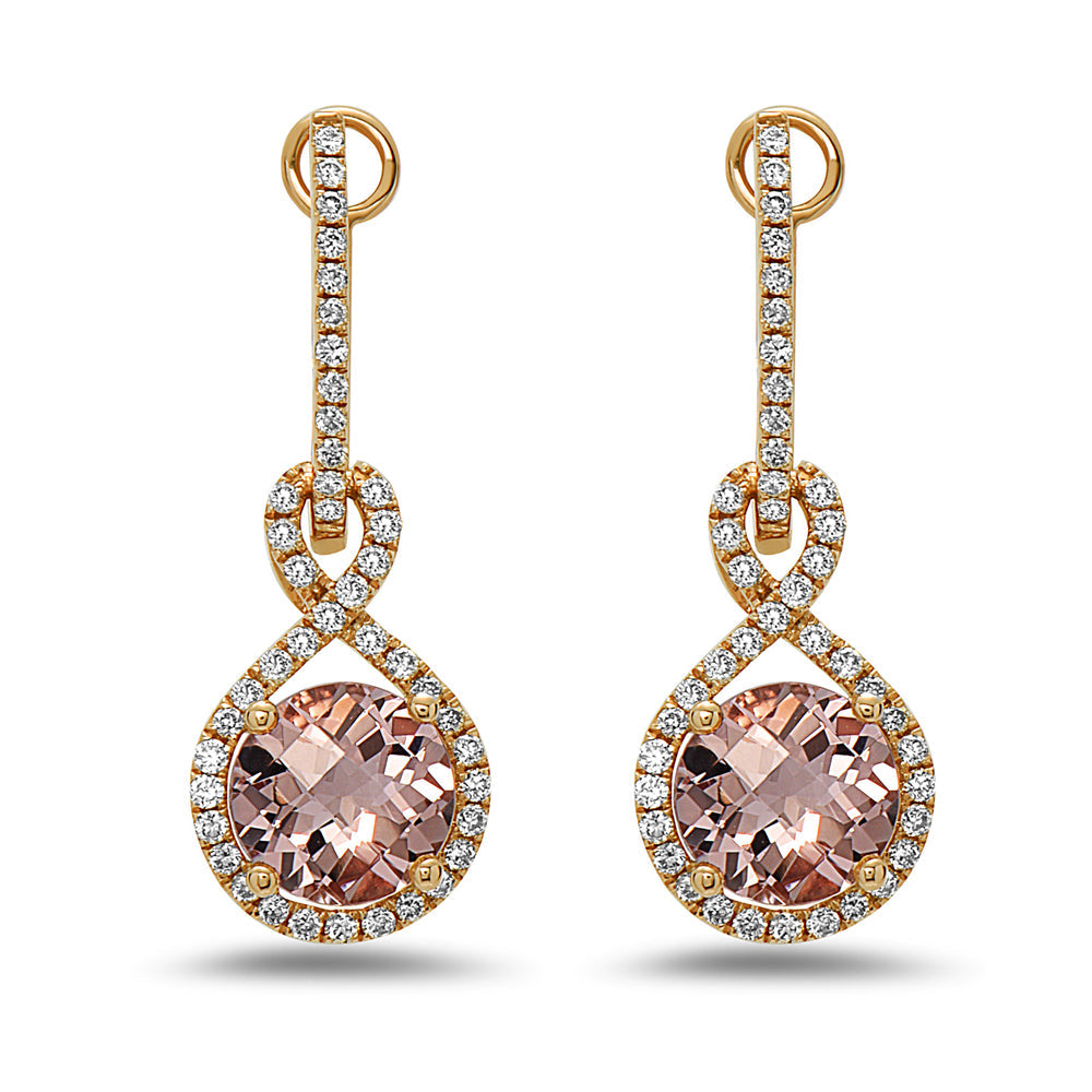 14K Rose Gold Morganite & Diamond Earrings - 1