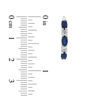 Load image into Gallery viewer, 14K White Gold Sapphire &amp; Diamond Hoop Earrings 0.75&quot;
