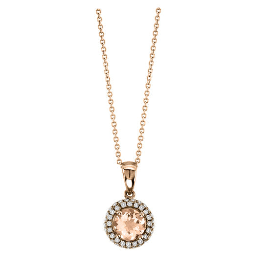 14K Rose Gold Morganite & Diamond Pendant