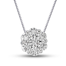 Load image into Gallery viewer, 14K White Gold Diamond Flower Pendant on 18&quot; Chain
