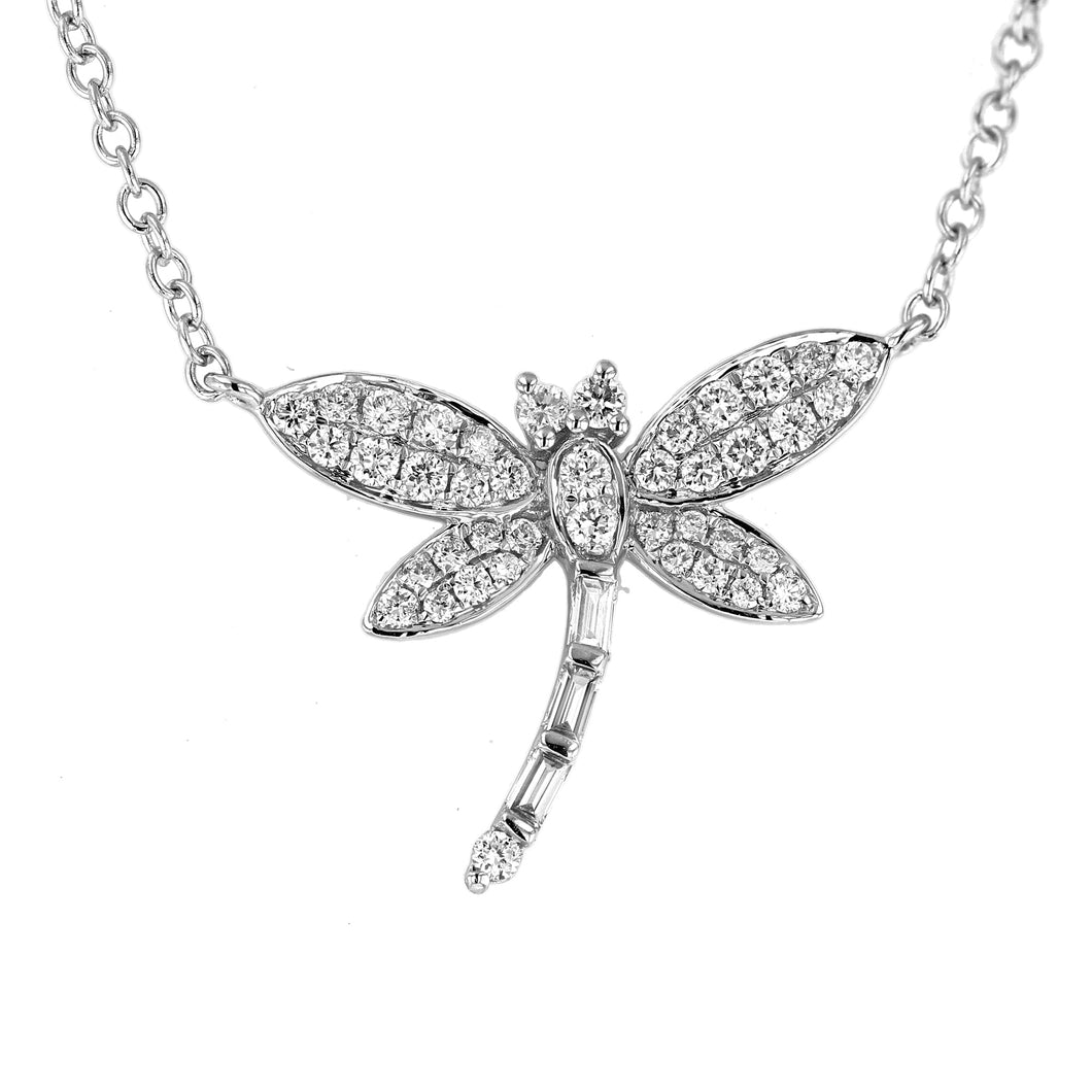 18K Gold & Diamond Dragonfly Necklace 16-18