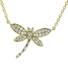 Load image into Gallery viewer, 18K Gold &amp; Diamond Dragonfly Necklace 16-18&quot;
