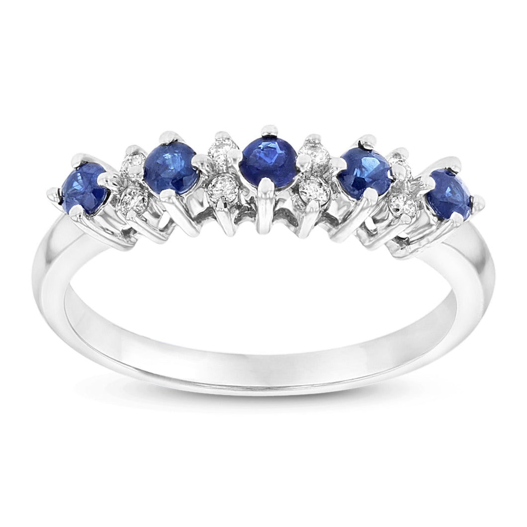 14k White Gold Sapphire & Diamond Band