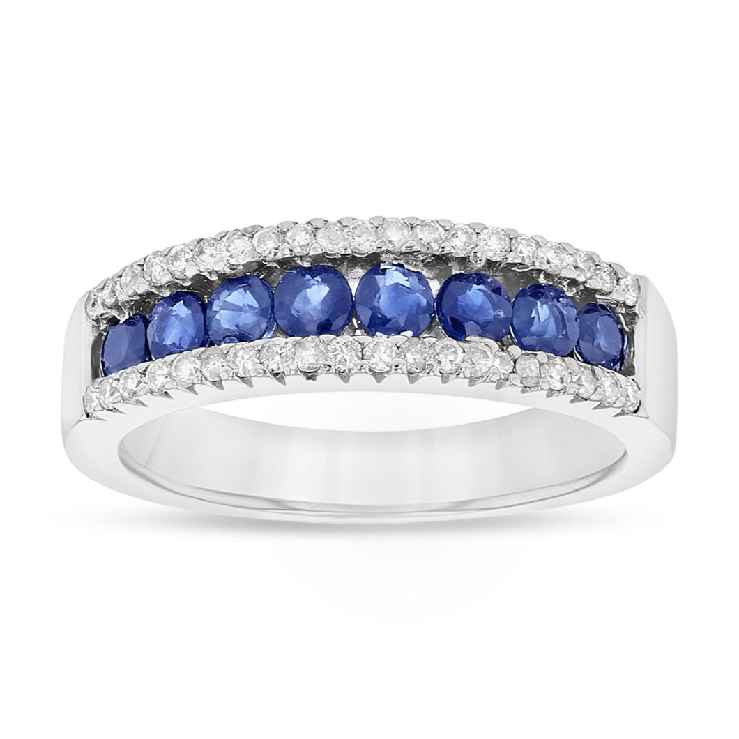 14K Sapphire & Diamond Band