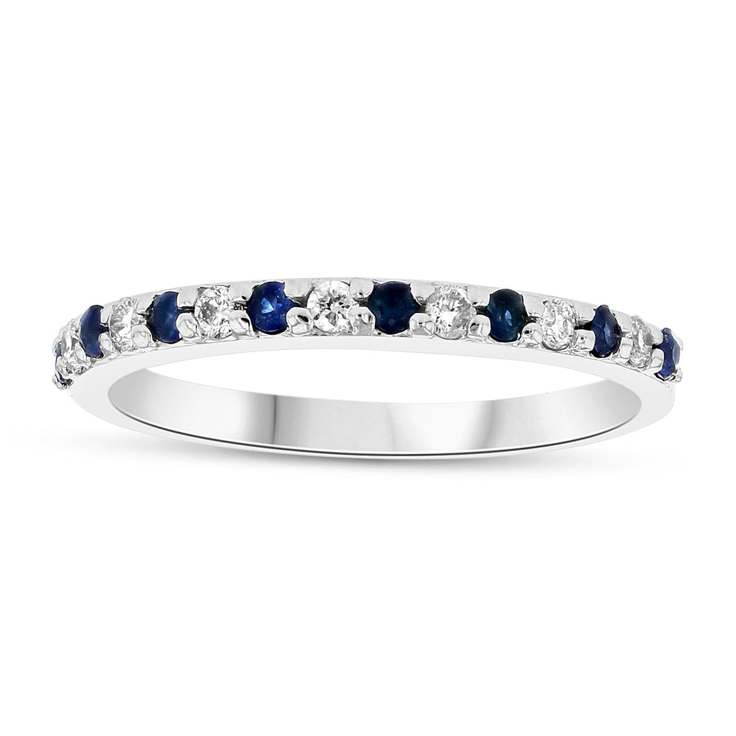 14K White Gold Sapphire & Diamond Half-Way Band