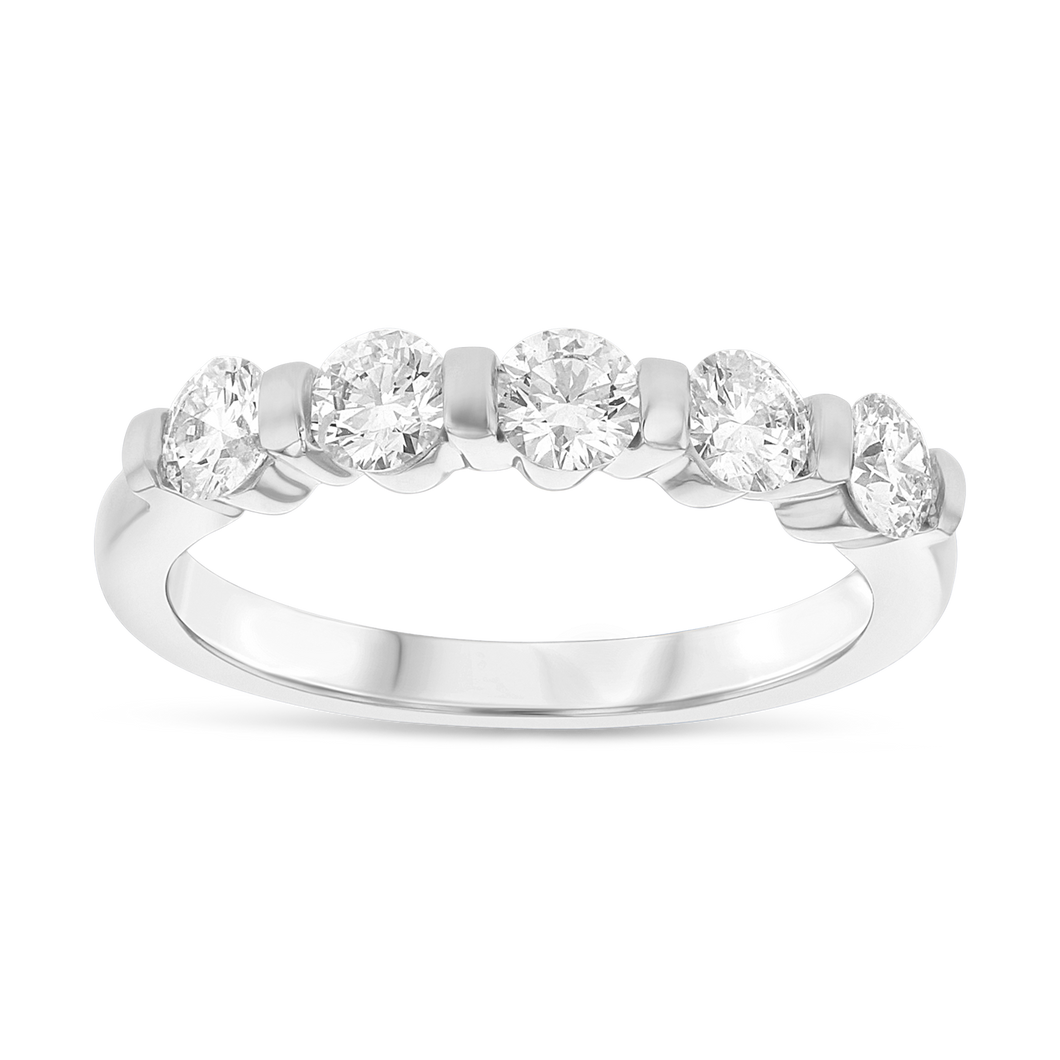 14K Gold Diamond 5-Stone Band