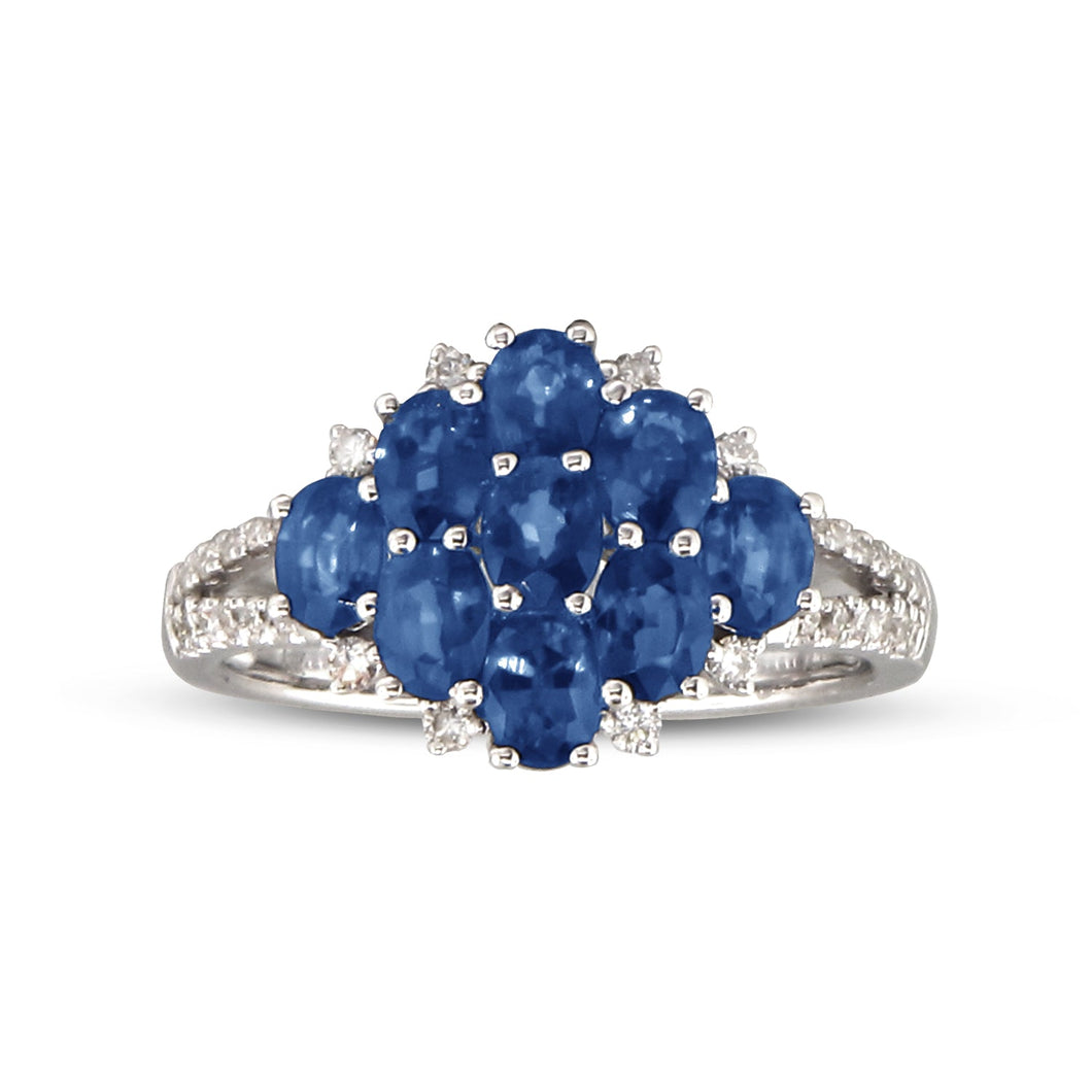 14K White Gold Sapphire & Diamond Ring