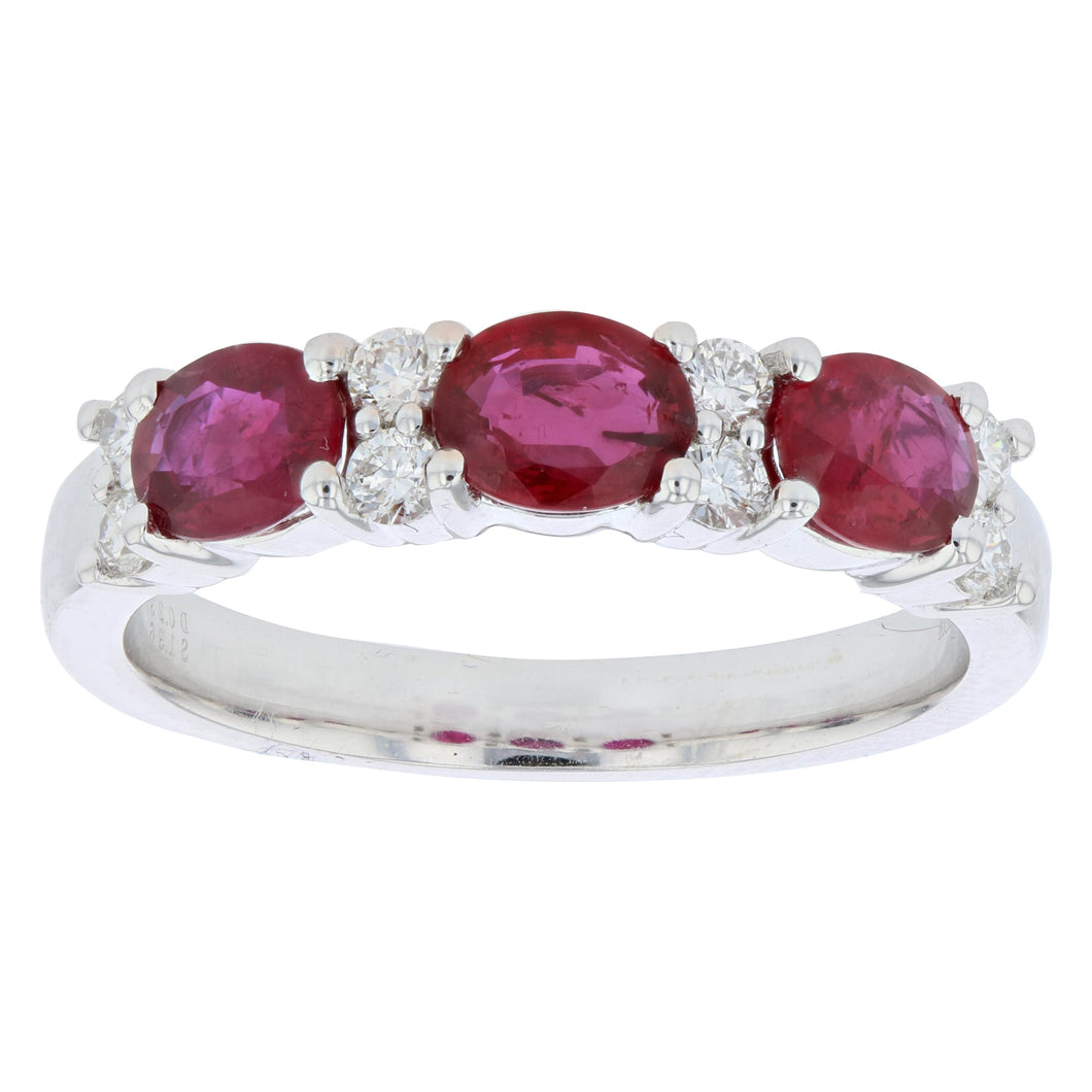 18K White Gold Ruby & Diamond Ring