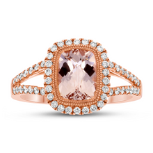 Load image into Gallery viewer, 14K Rose Gold Morganite &amp; Diamond Ring -Size 6.5
