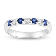 Load image into Gallery viewer, 14K White Gold Sapphire &amp; Diamond Band
