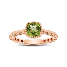 Load image into Gallery viewer, 14K Gold Square Cushion Birth Stone Bead Ring
