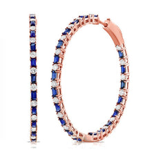 Load image into Gallery viewer, 14K Gold Sapphire &amp; Diamond Hoop Earrings
