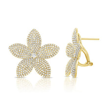 Load image into Gallery viewer, 14K Gold Diamond Flower Stud Earrings
