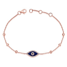 Load image into Gallery viewer, 14K Gold Lapis &amp; Diamond Evil Eye Bracelet
