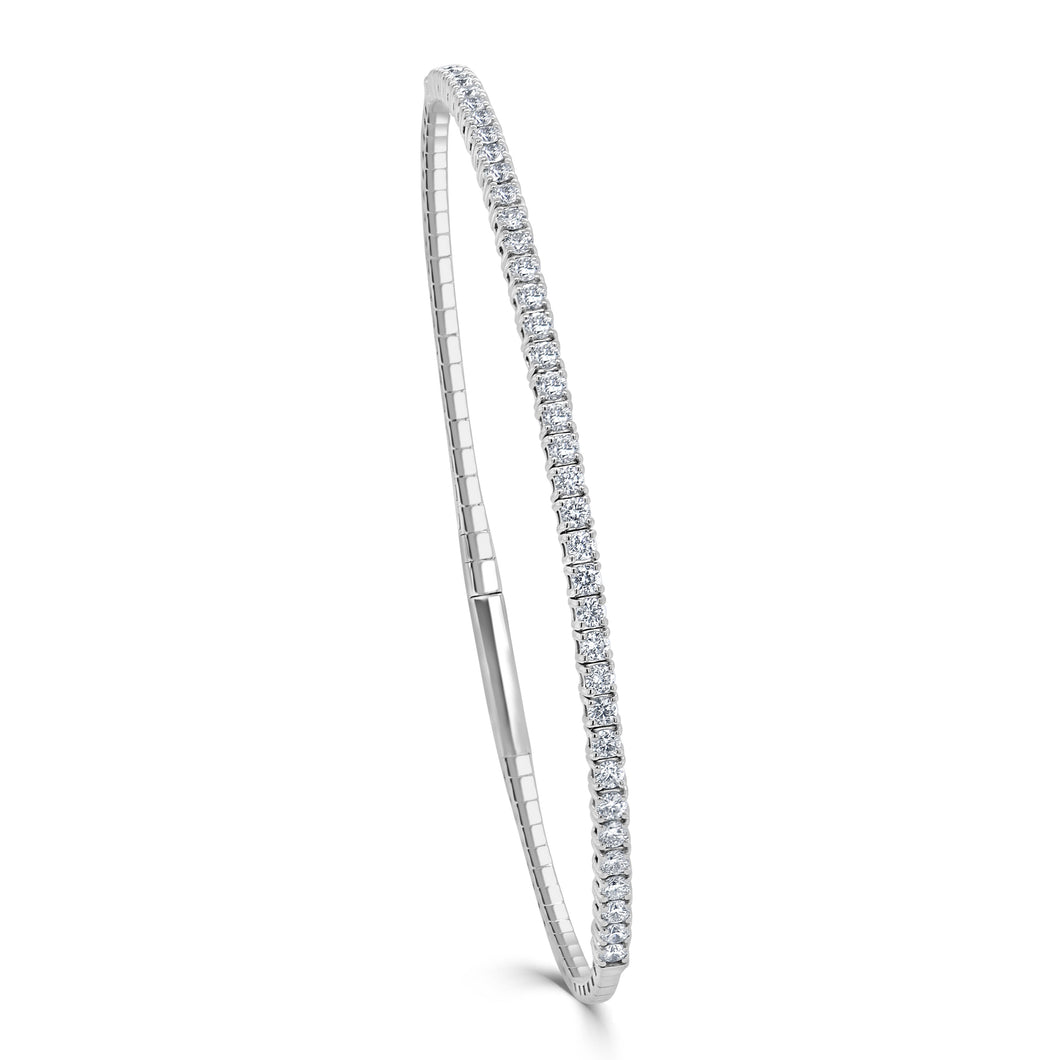 14K Gold Diamond Flexible Bangle 1ct