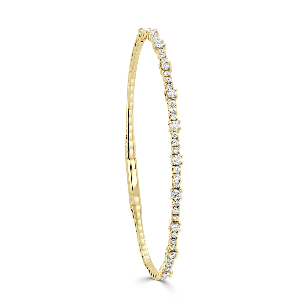 14K Gold Diamond Flexible Bangle 1ct