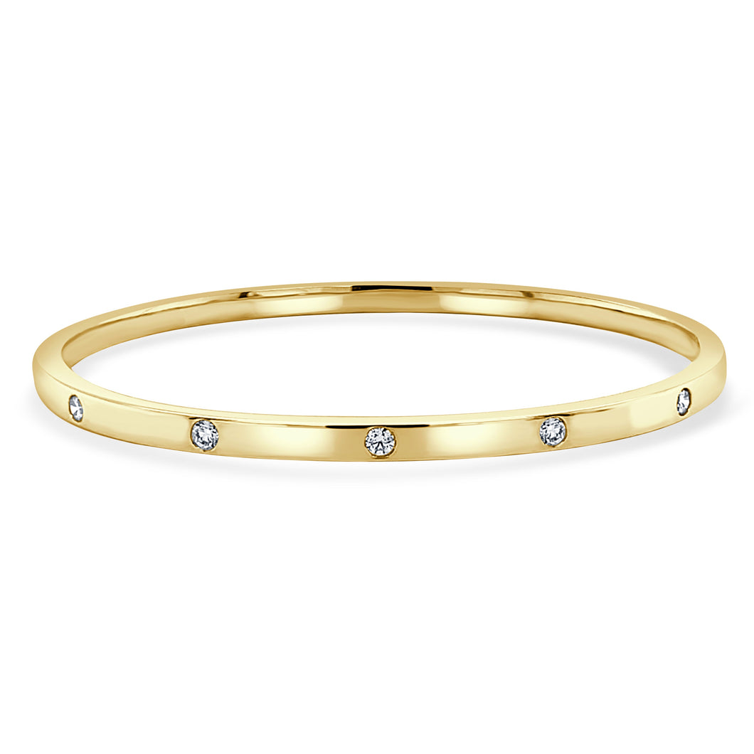 14K Gold Diamond Bezel Bangle