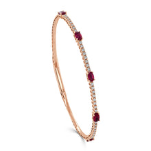 Load image into Gallery viewer, 14K Gold Ruby &amp; Diamond Flex Bangle
