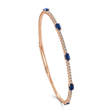 Load image into Gallery viewer, 14K Gold Sapphire &amp; Diamond Flex Bangle
