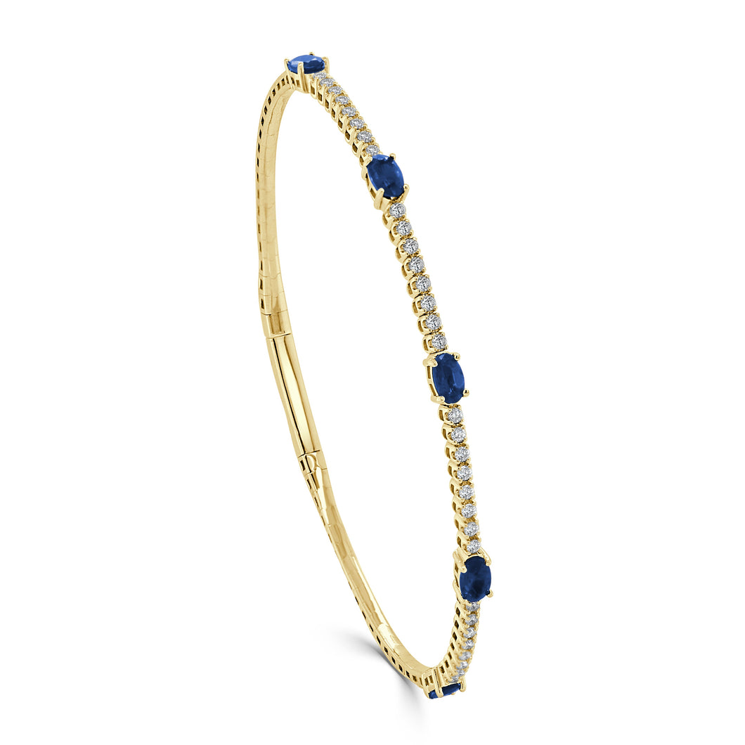 14K Gold Sapphire & Diamond Flex Bangle