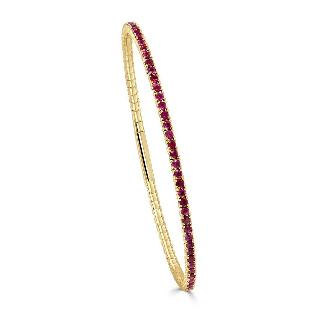 14K Gold Ruby Flex Bangle