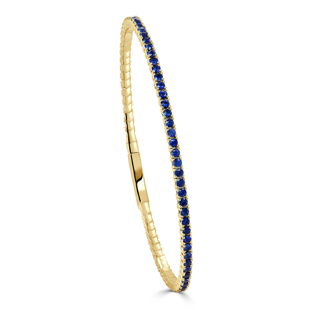 14K Gold Sapphire Flex Bangle