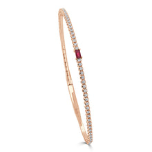 Load image into Gallery viewer, 14K Gold Ruby &amp; Diamond Flex Bangle
