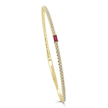 Load image into Gallery viewer, 14K Gold Ruby &amp; Diamond Flex Bangle
