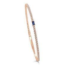 Load image into Gallery viewer, 14K Gold Sapphire &amp; Diamond Flex Bangle
