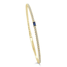 Load image into Gallery viewer, 14K Gold Sapphire &amp; Diamond Flex Bangle
