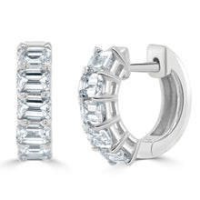 Load image into Gallery viewer, 14K Emerald Cut 1.50ct Diamond Huggie Earrings
