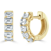 Load image into Gallery viewer, 14K Emerald Cut 1.50ct Diamond Huggie Earrings
