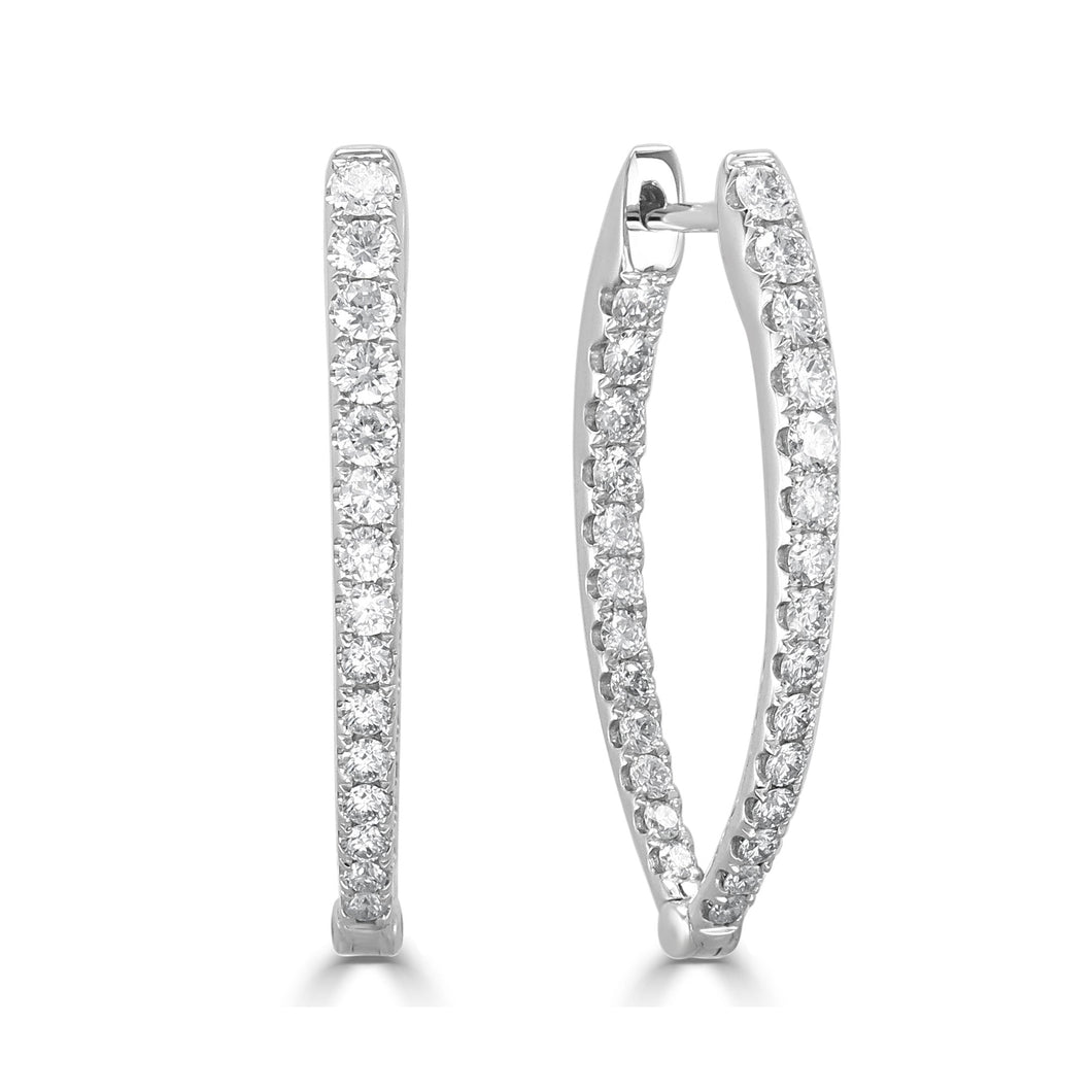 14K Gold Diamond Oval Hoop Earrings 1