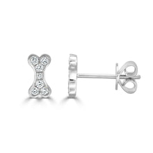 Load image into Gallery viewer, 14K Gold Diamond Dog Bone Stud Earrings
