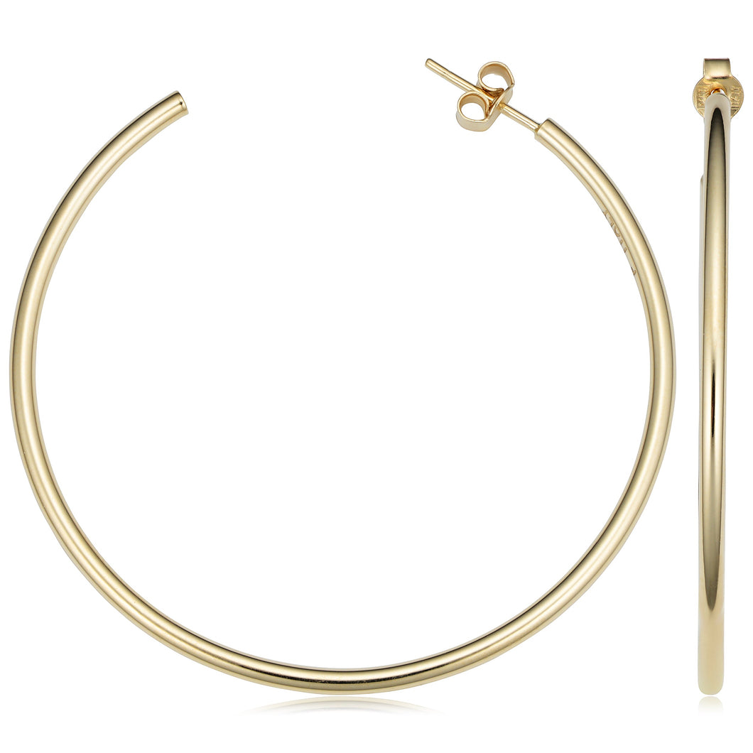 14K Yellow Gold Hoop Earrings 2x45mm