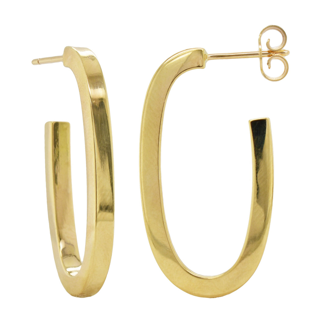 14K Yellow Gold Large Oval Open Hoop Earrings 1