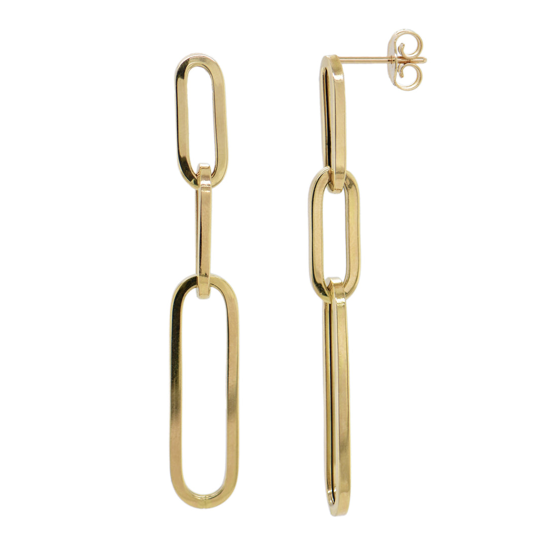 14K Yellow Gold Link Dangle Earring