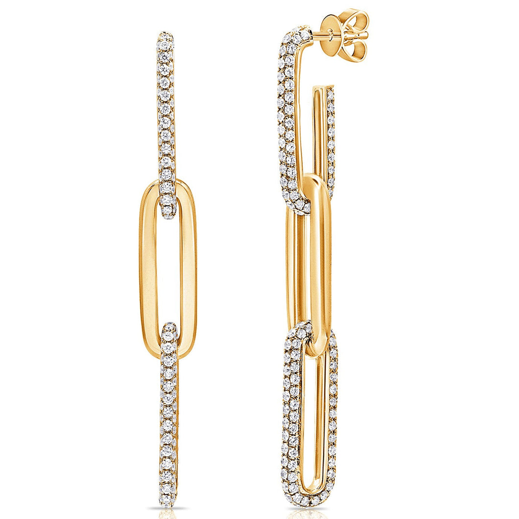 14K Gold Large Diamond Link Earrings