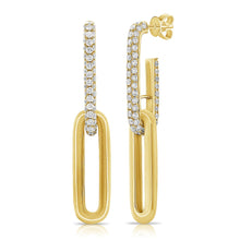 Load image into Gallery viewer, 14K Yellow Gold Diamond Link Drop Earrings 1.75&quot; Inches
