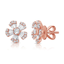 Load image into Gallery viewer, 14K Gold Diamond Flower Stud Earring
