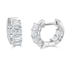 Load image into Gallery viewer, 14K Gold Emerald Cut Diamond Inside Out Huggie Earrings
